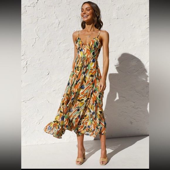 Commense Milticolor Midi Dress, Large - Picture 1 of 5